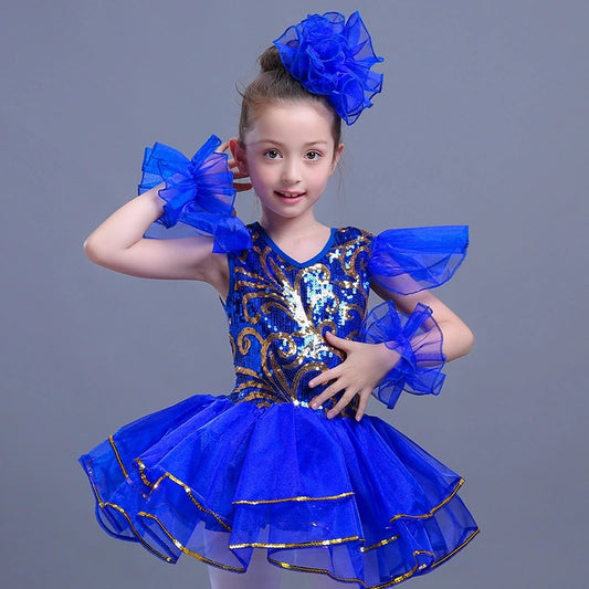 Blue Gold Sequin Ruffle Tutu
