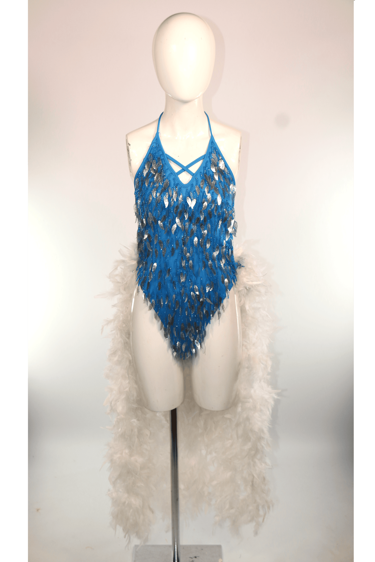Blue Leaf Showgirl Exotic Leotard