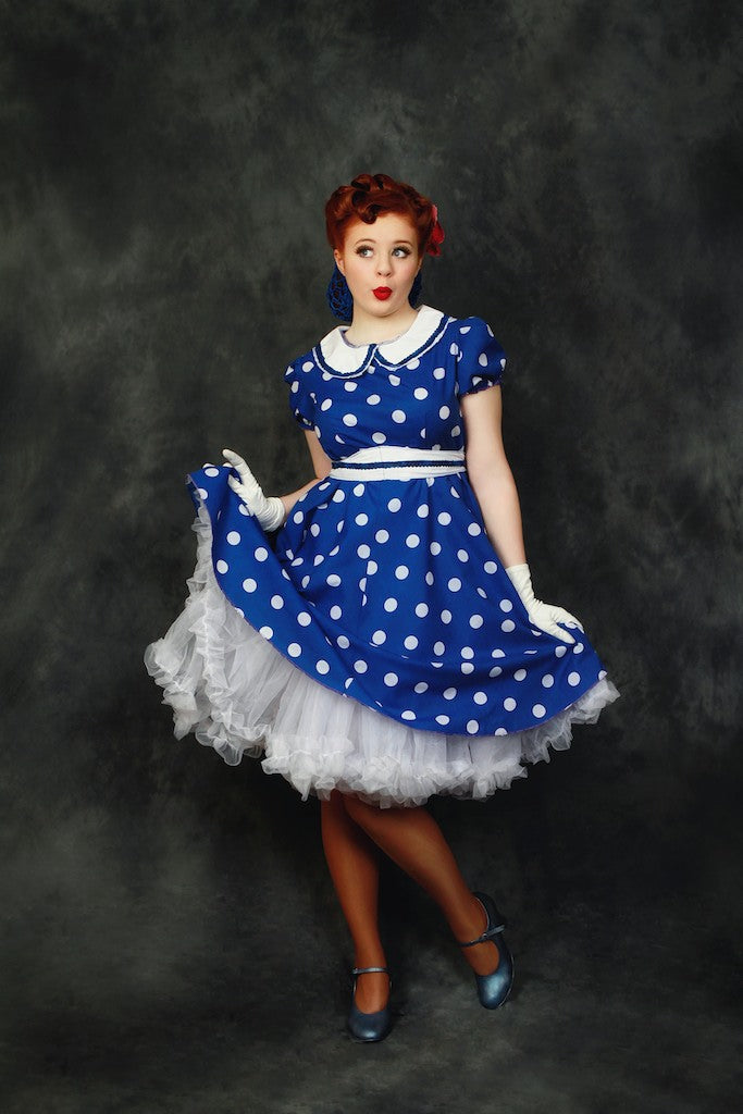 Blue Polka Dot Swing Dress