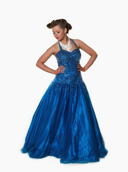 Blue Sequin Ballgown
