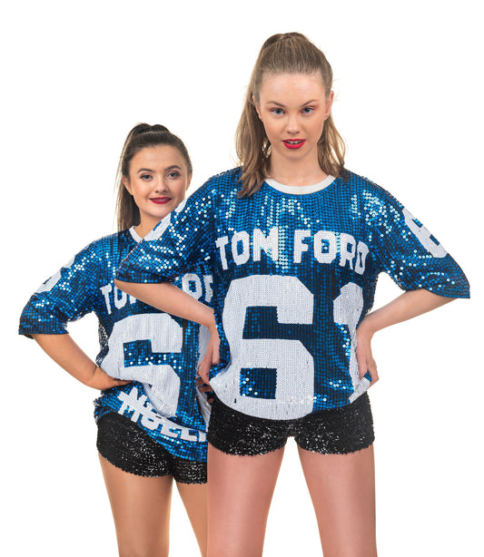 Blue White Tom Ford Hip Hop Tops