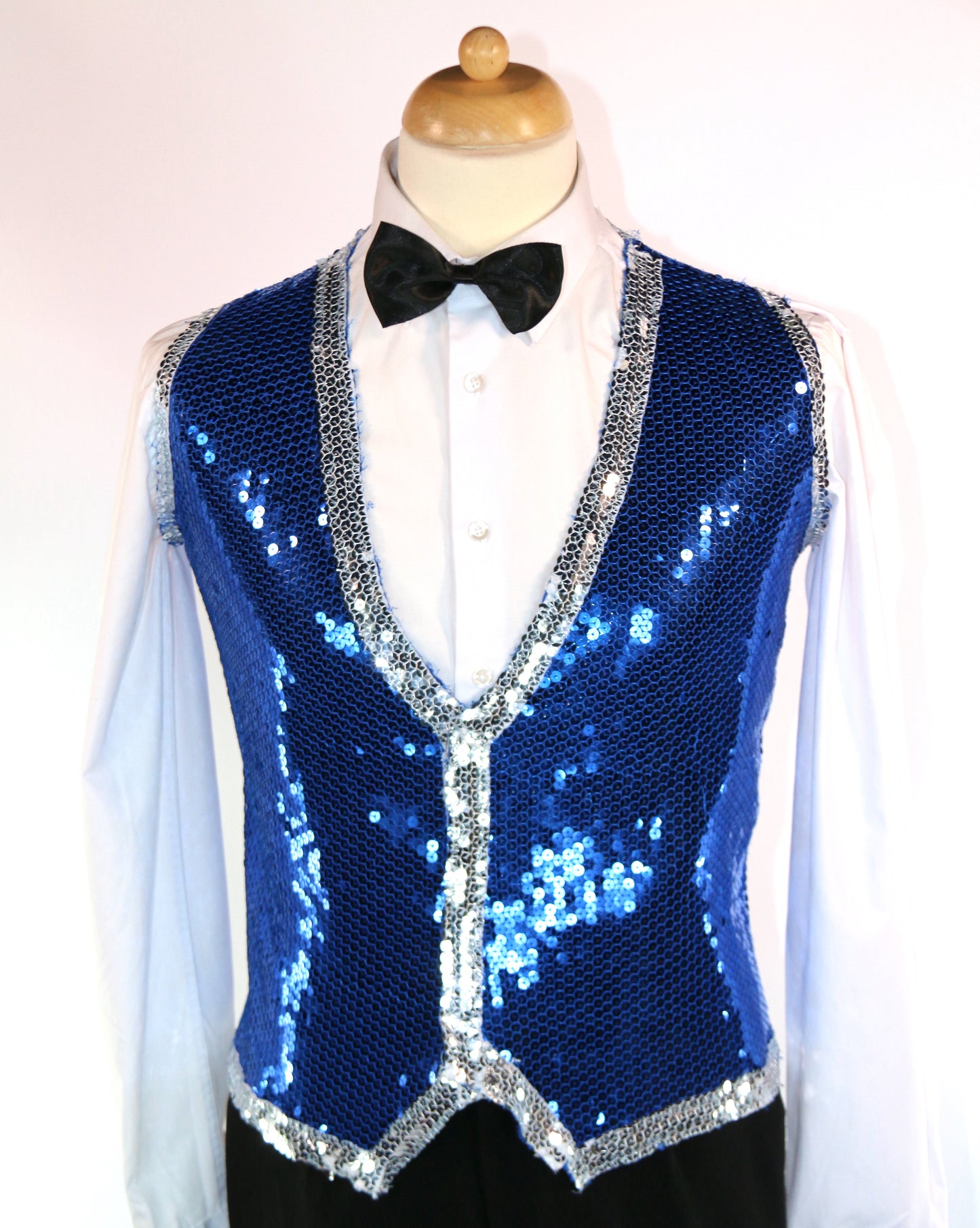 Blue Silver Fishscale Sequin Waistcoat