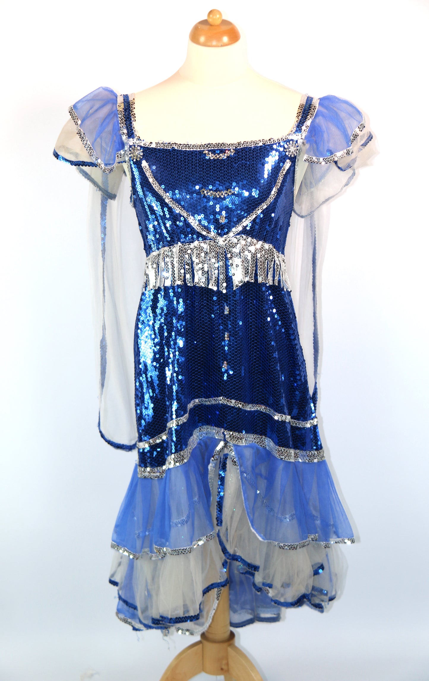 Blue Silver Sequin Short Chantelle Dame Dress