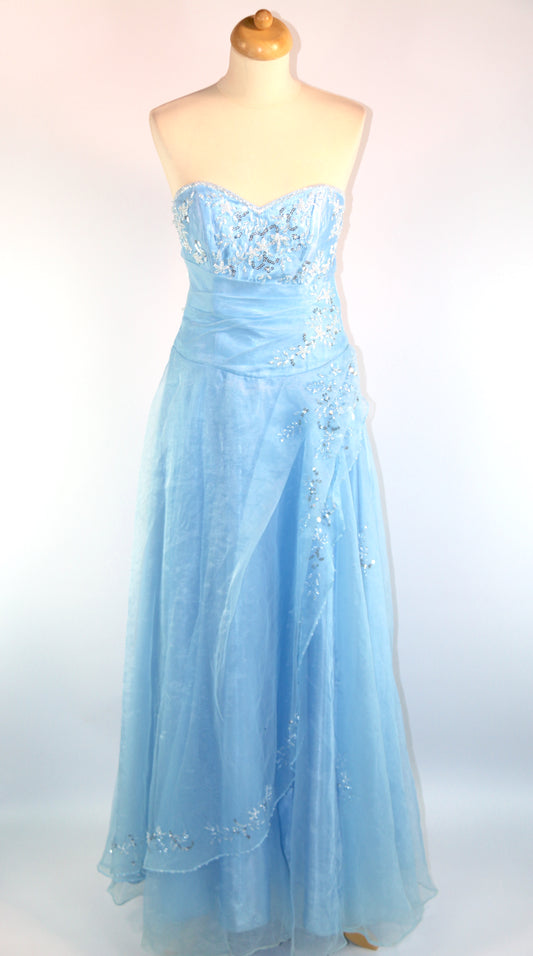 Blue Sweetheart Layered Ballgown