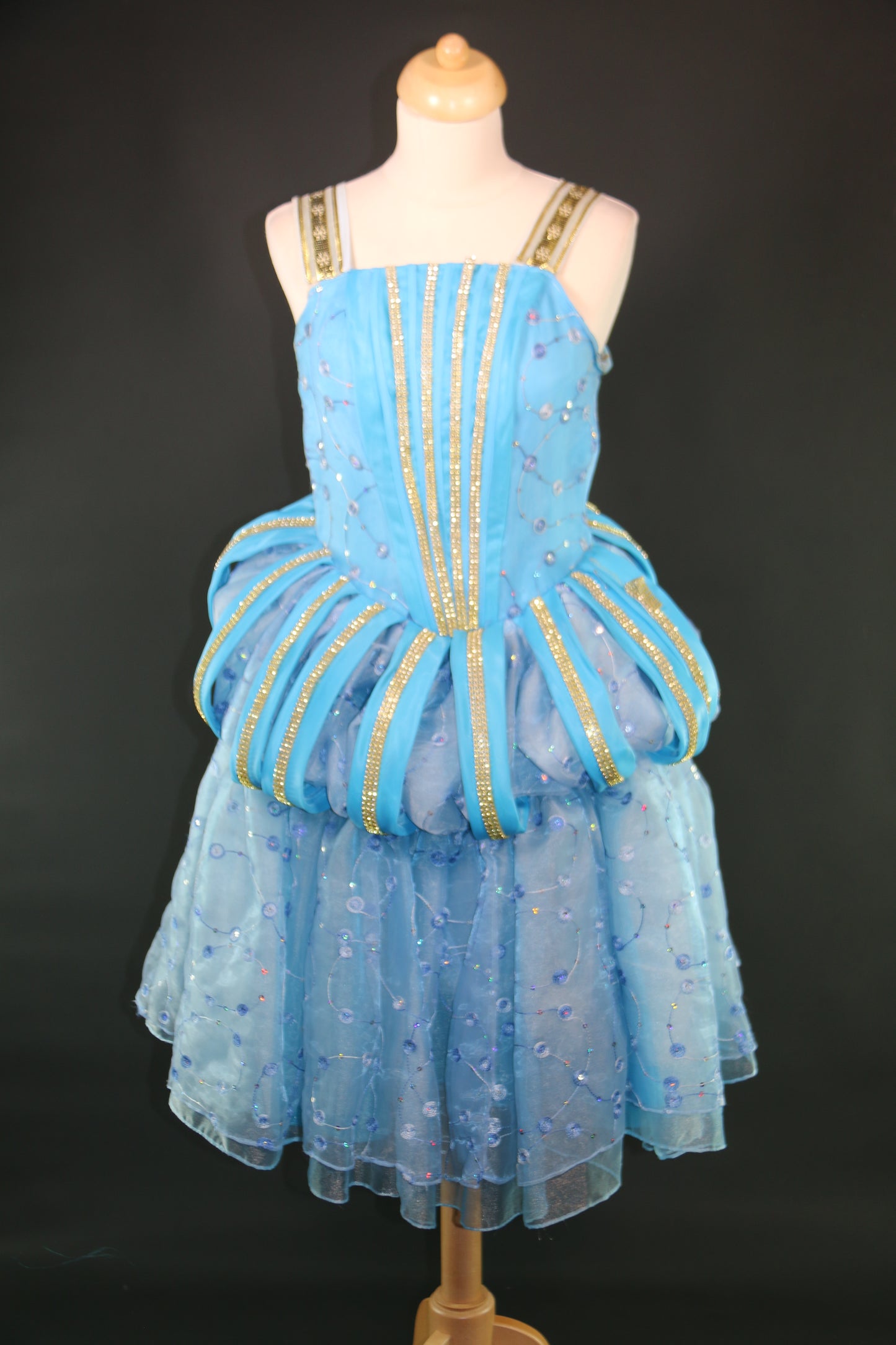 Blue White Short Puff Cloud Dress