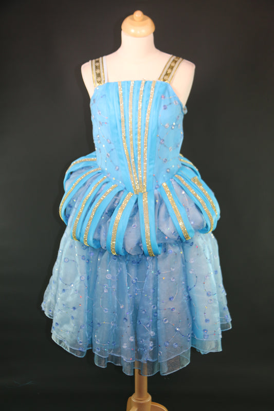 Blue White Short Puff Cloud Dress