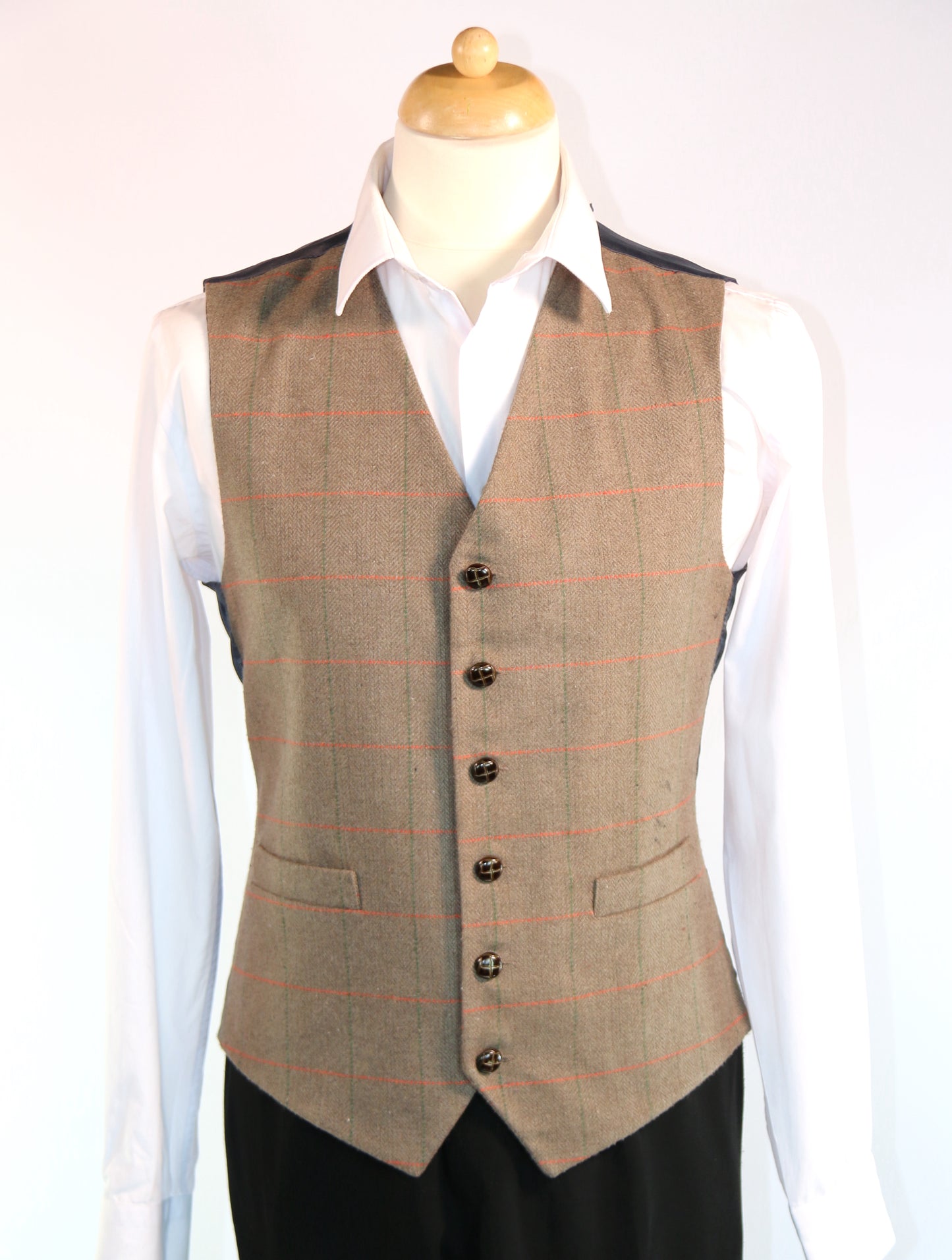 Brown Check Newsie Period Waistcoat