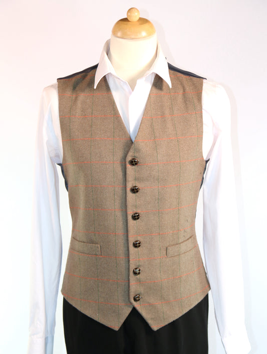 Brown Check Newsie Period Waistcoat