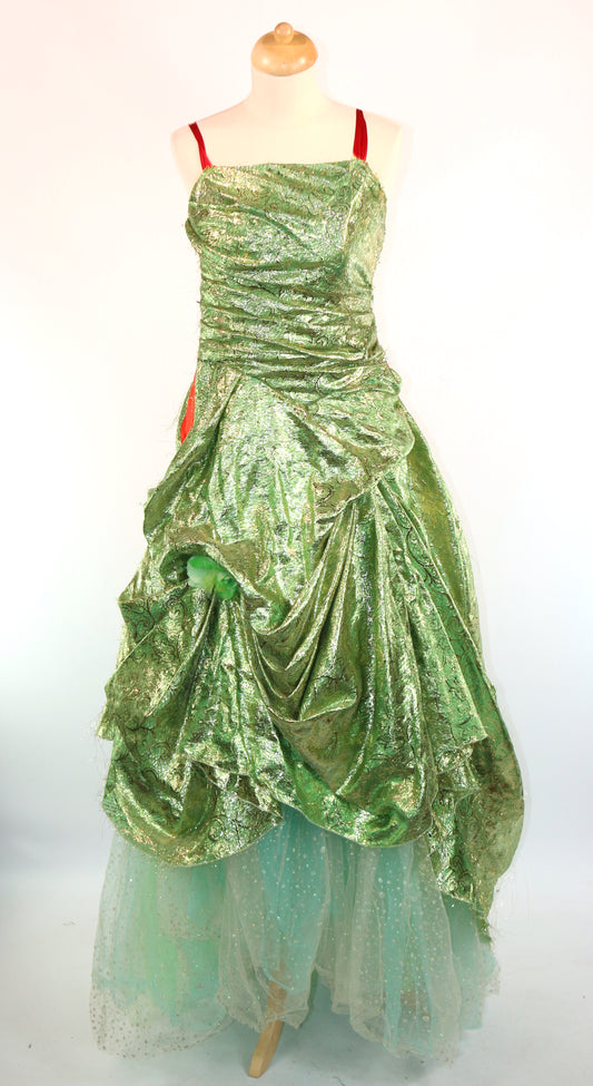 Buffy Dame Green Metallic Ruche Gown