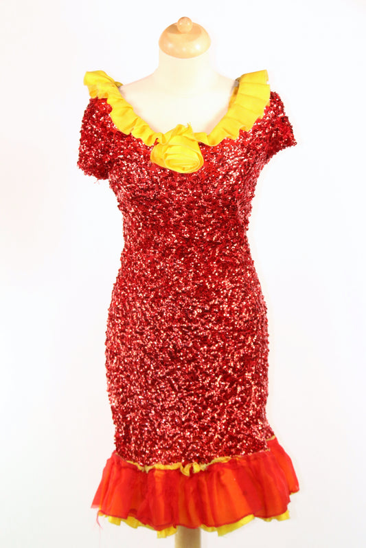 Buffy Dame Red Yellow Sequin Samba Dress