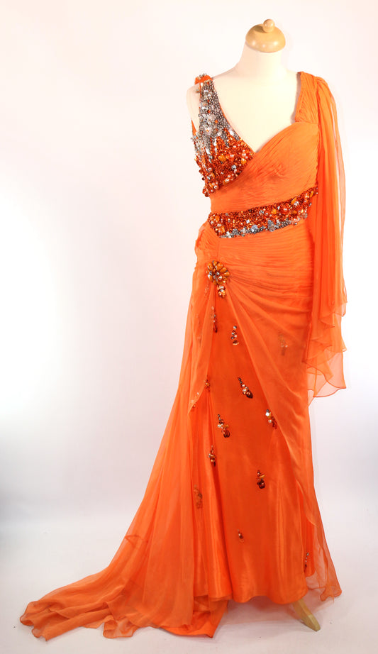 Buffy Orange One Shoulder Dame Dress