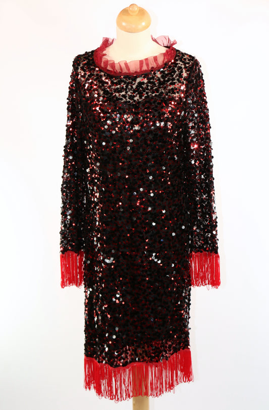 Buffy Red Black Sequin Dress