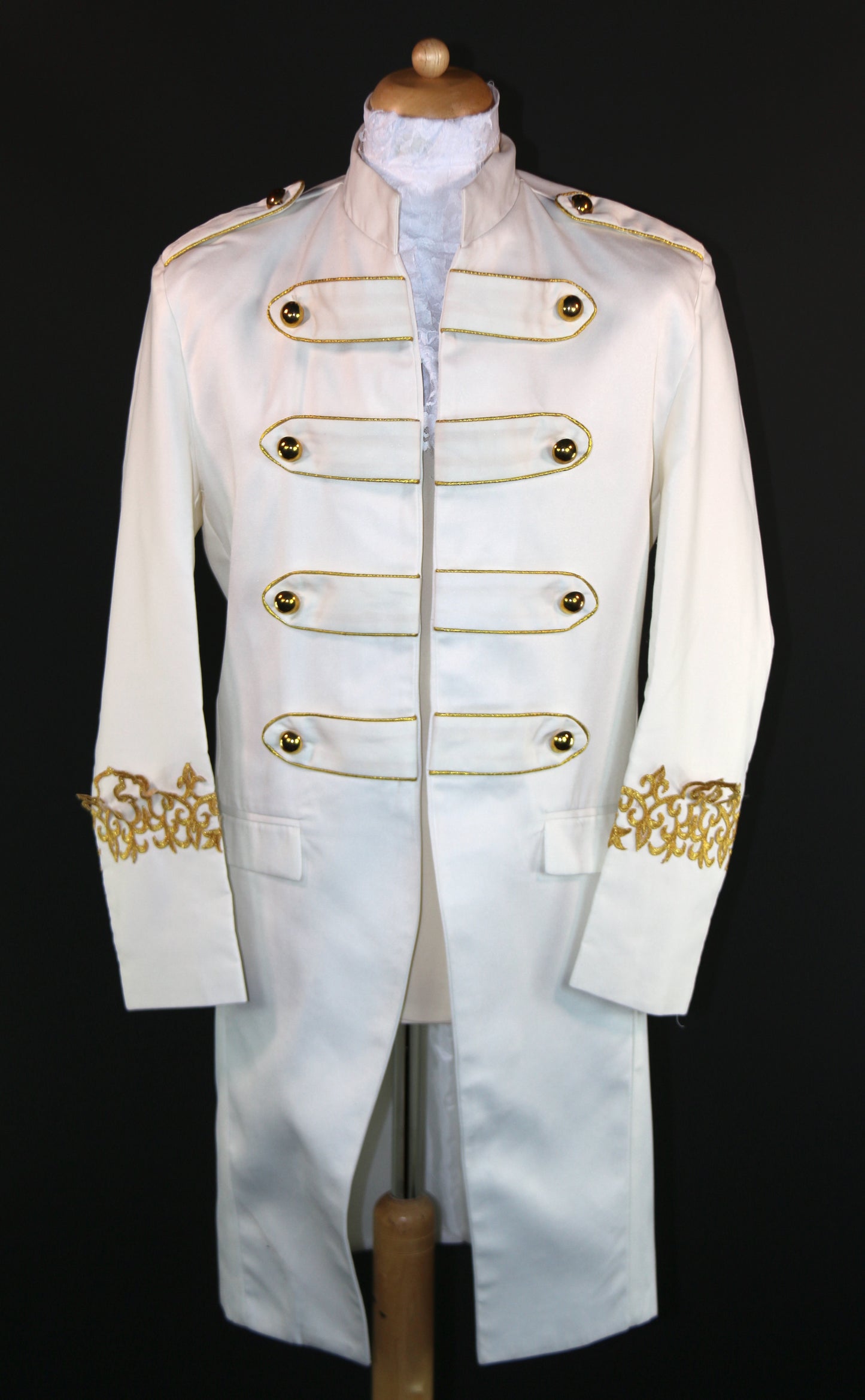 Cream Gold Military Frock Coat Panto Deluxe