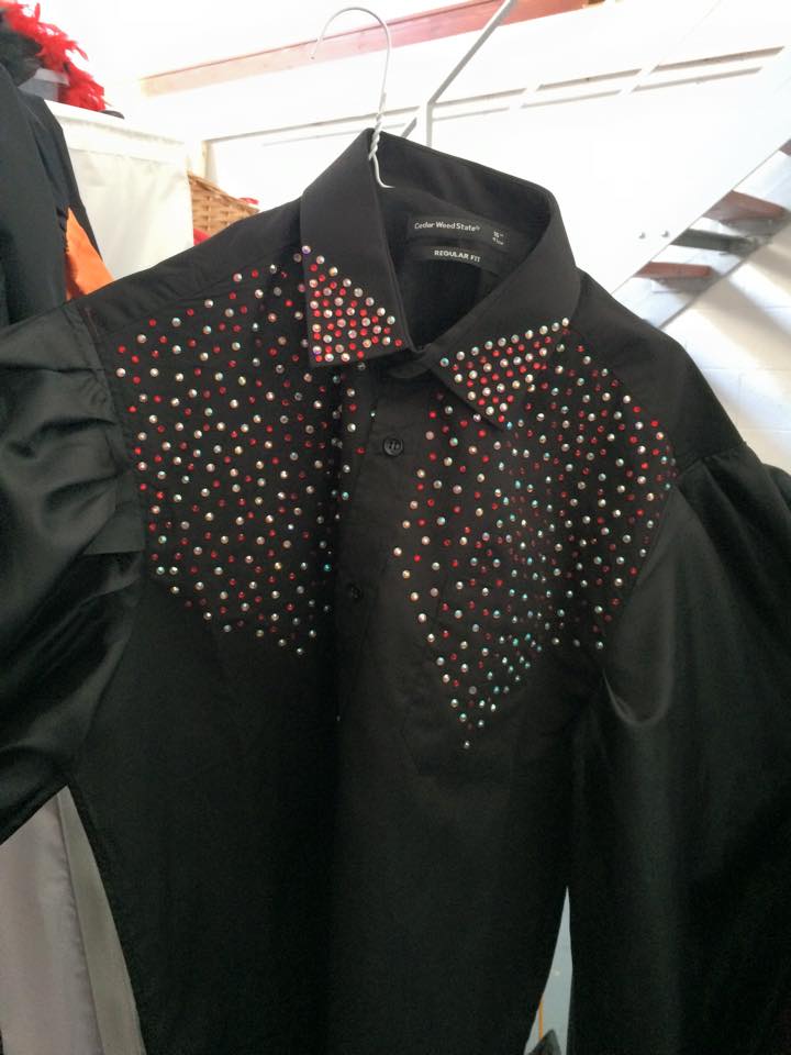 Black Shirt Diamonte Detail Mix
