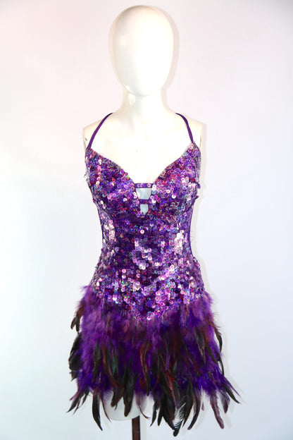 Various Sequin Feather Iconic Ballroom Deluxe Dress