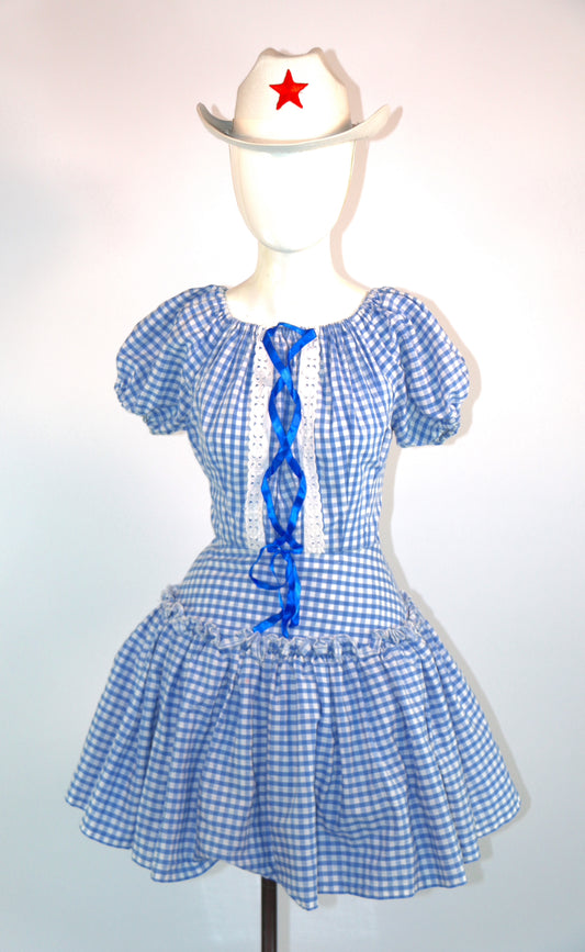Gingham Western Short Cowgirl Dresses