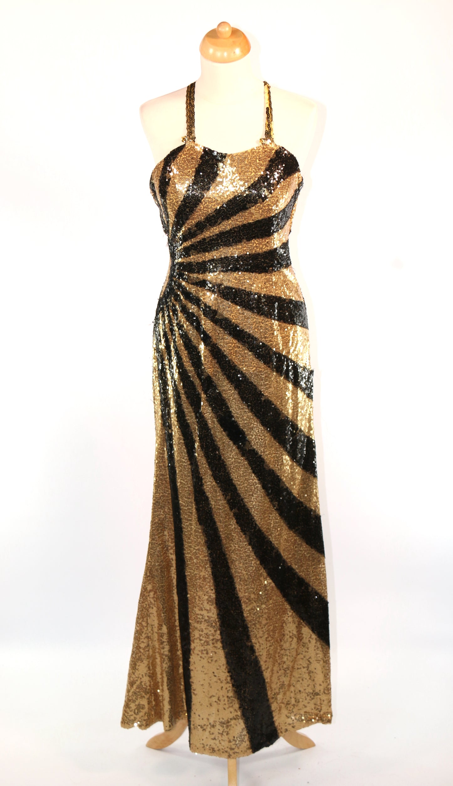 Gold Black Sunray Sequin Diva Dress