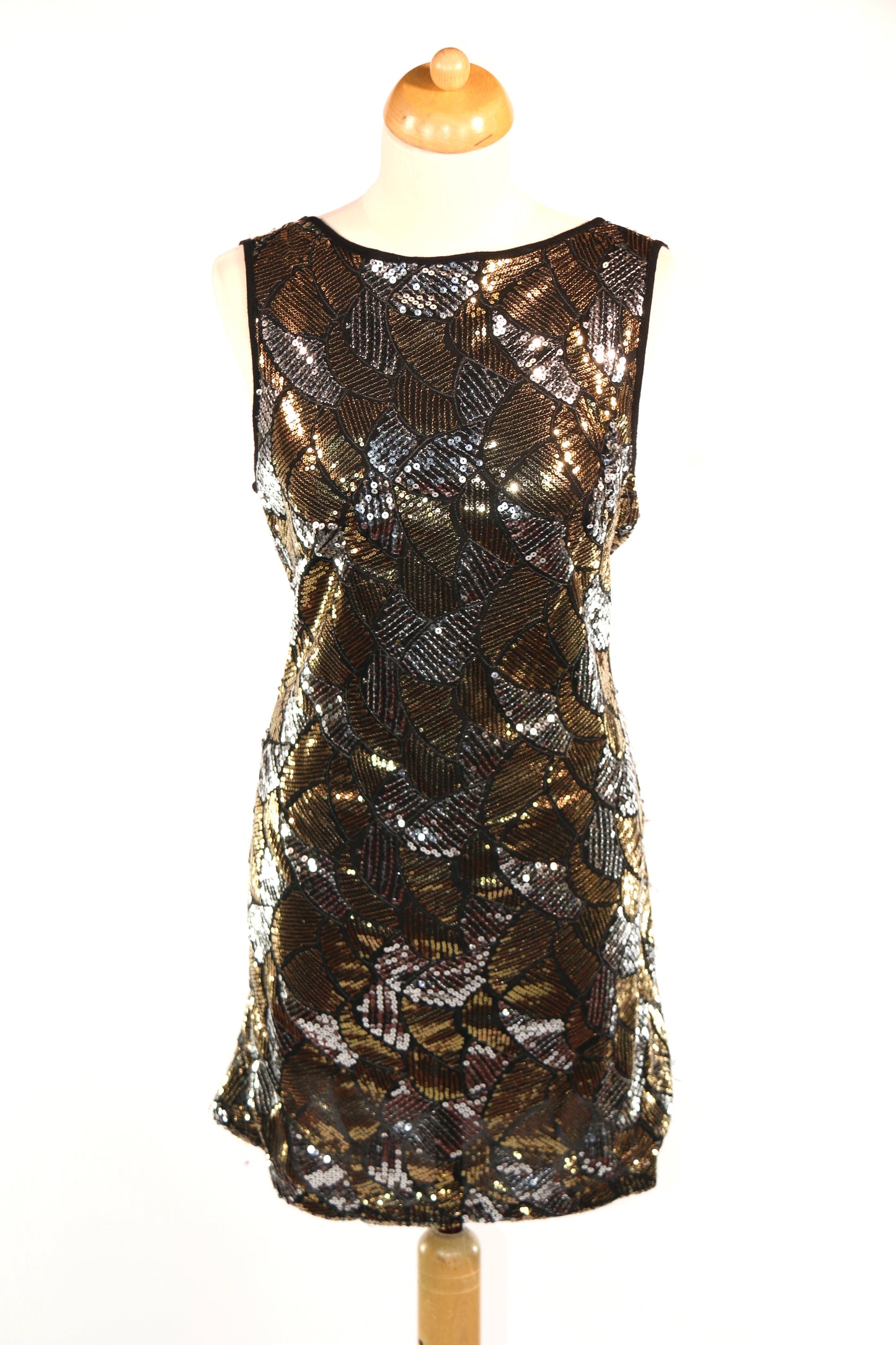 Black Gold Sequin Disco Dress