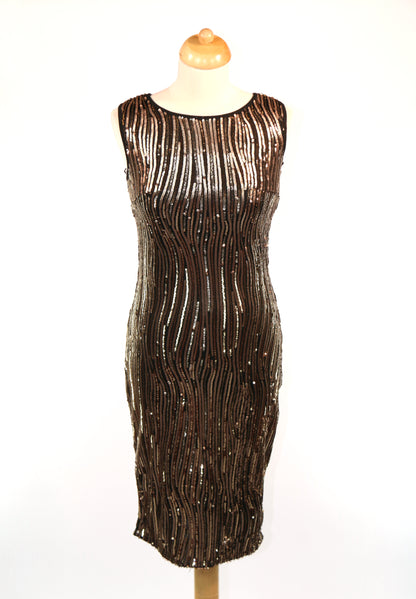Black Gold Sequin Disco Dress