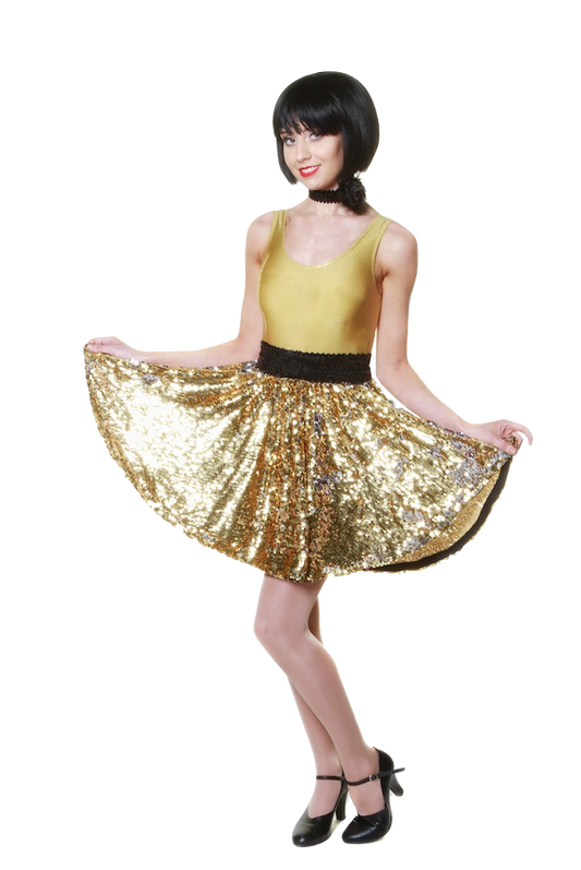 Gold Silver Reversible Fishscale Circle Skirts