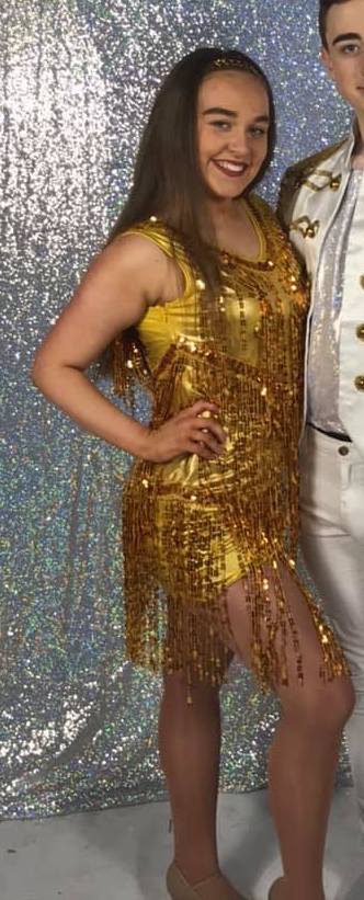 Gold Metallic Sequin Fringe Dress