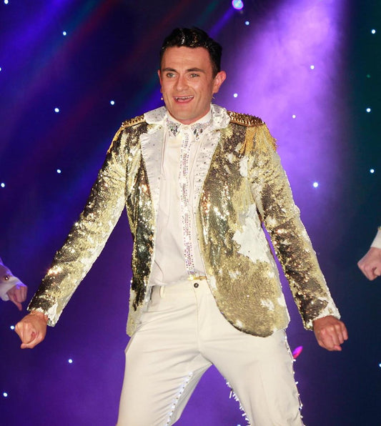 Gold And White Reversible Sequin Blazer