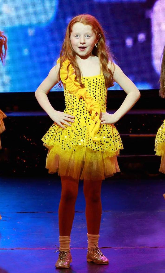 Yellow Gold Sequin Ruffle Dresses