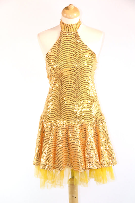 Gold Sequin Halter Character Dress
