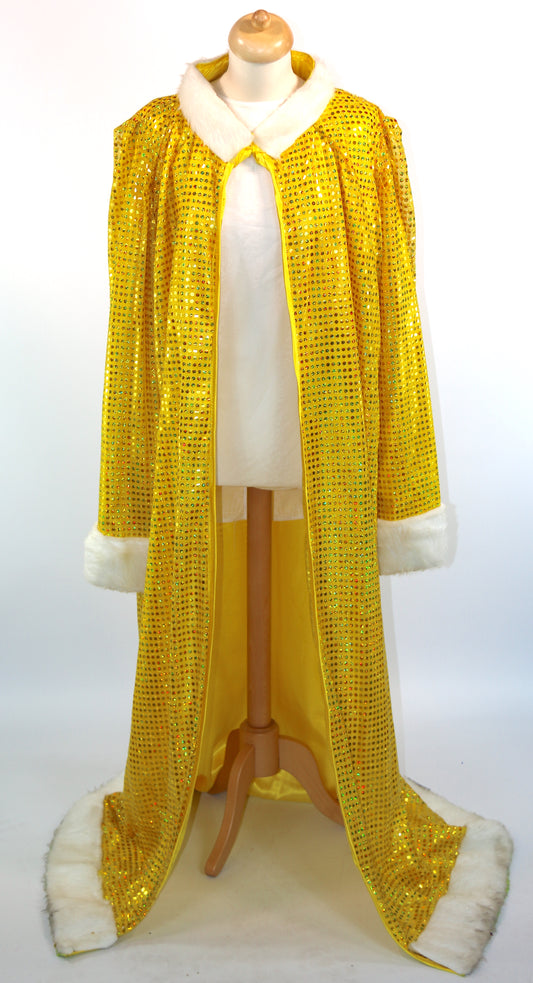 Gold Sequin White Fur King Robe
