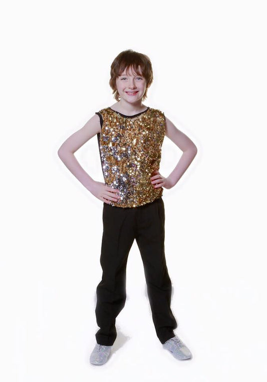 Gold Silver Reversible Fishscale Boys Tops