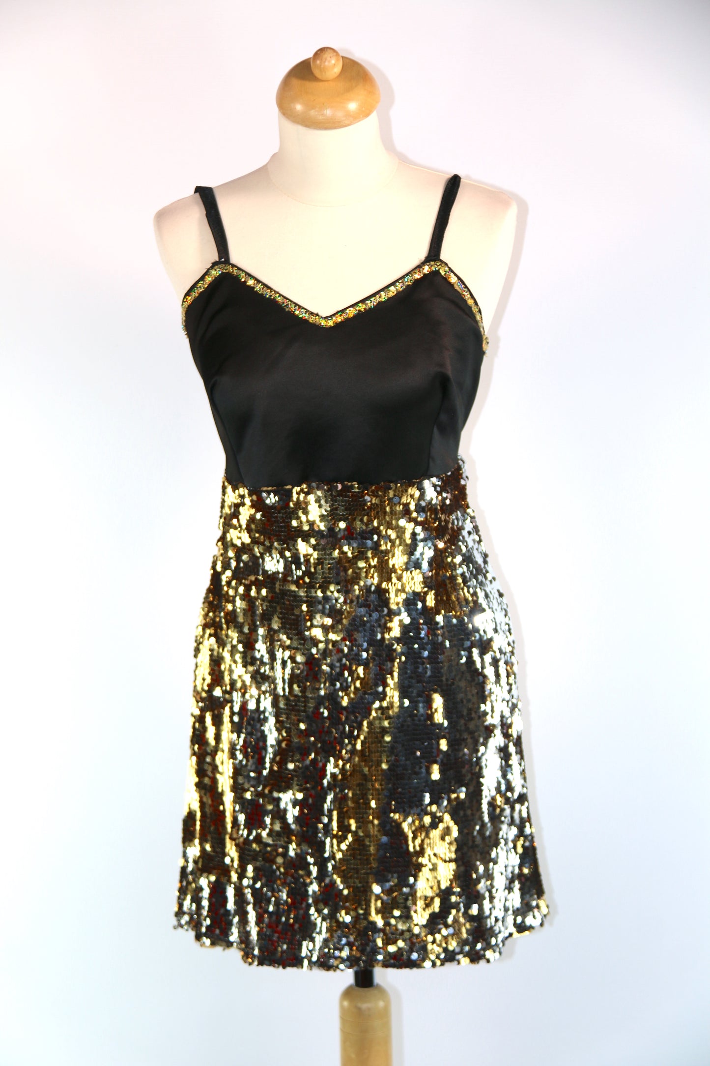 Gold Silver Reversible  Black Top Dress