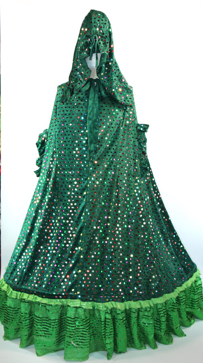 Green Multi Sequin Cape Dress