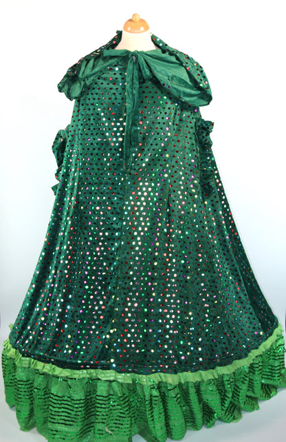 Green Multi Sequin Cape Dress