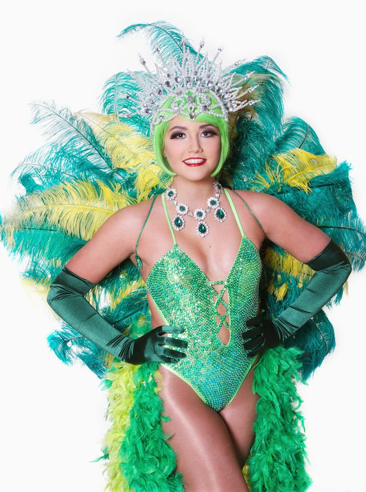Green Sequin Strap Showgirl Leotard