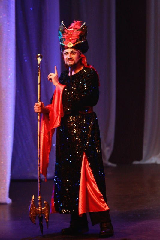Black Red Jafar Over Coat Robe And Sequin Kaftan