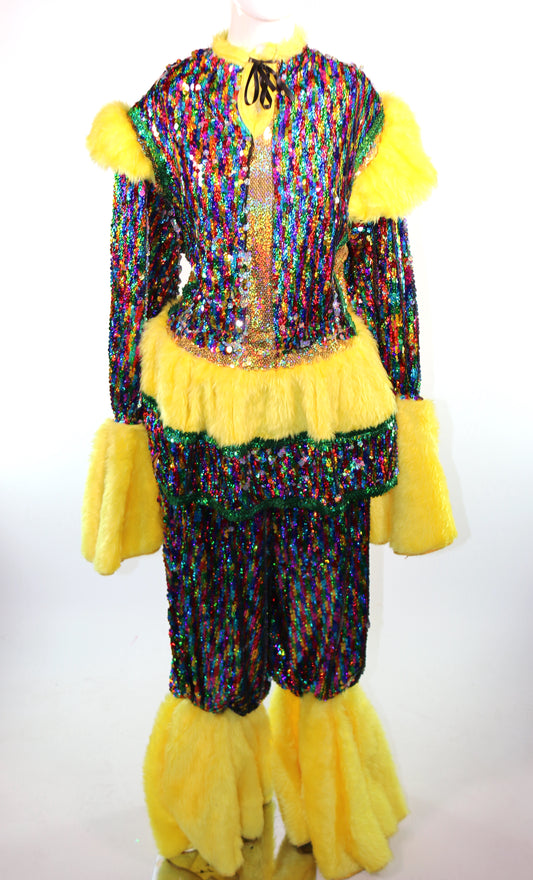 Multi Sequin Disco Suit Dame Two Piece Suit