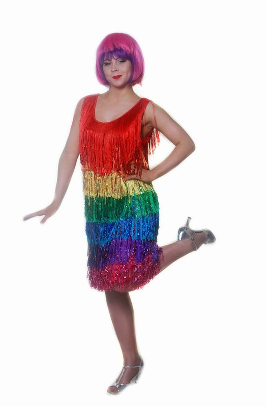 Red Multi Sequin Fringe Dress