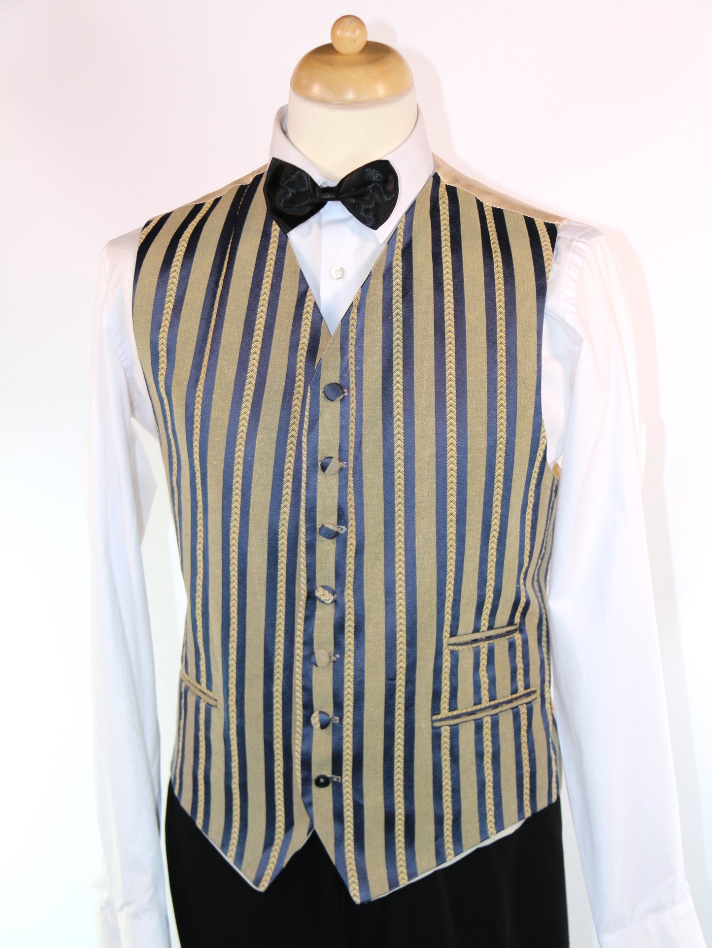 Navy Gold Stripe Formal Waistcoat