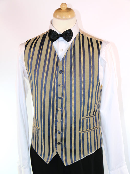 Navy Gold Stripe Formal Waistcoat