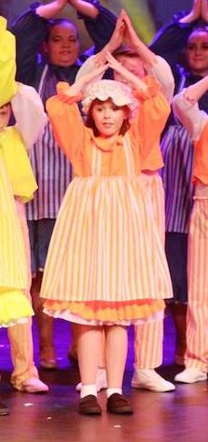 Orange Suiting Smock Dress With Striped Apron