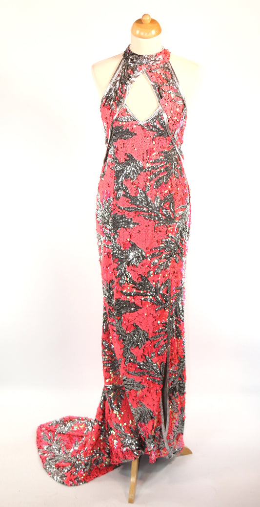 Pink Green Peach Silver Priscilla Diva Gown