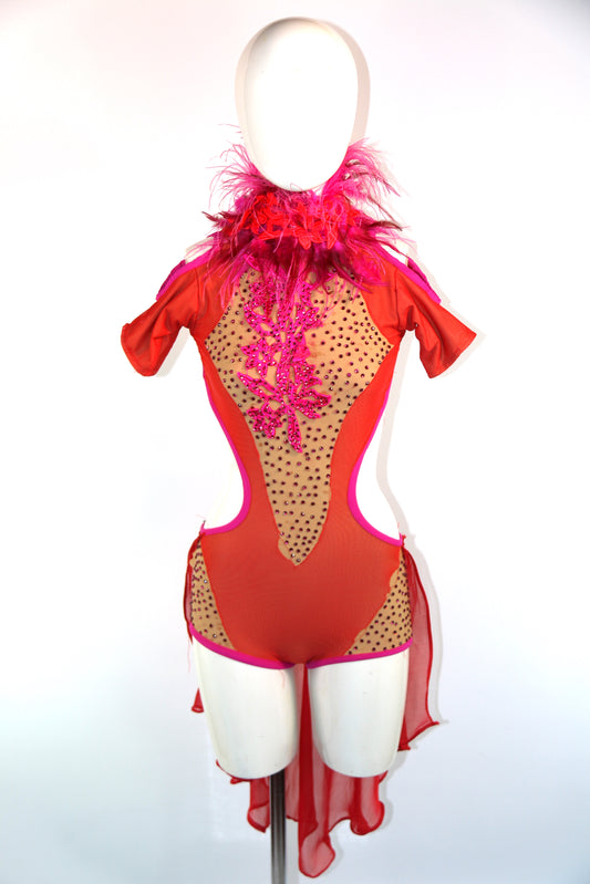 Pink Feather Diamonte Circus Character Suit