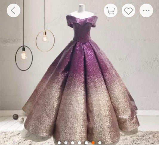 Pink Gold Ombre Glitter Gown