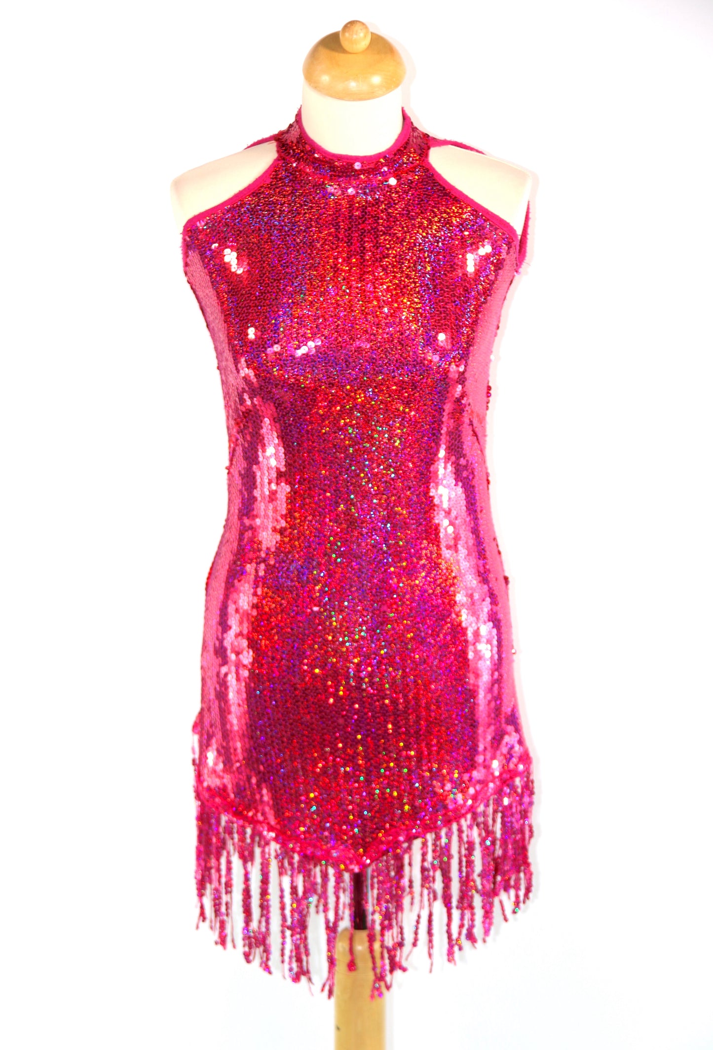 Pink Halter V Sequin Celebration Dress