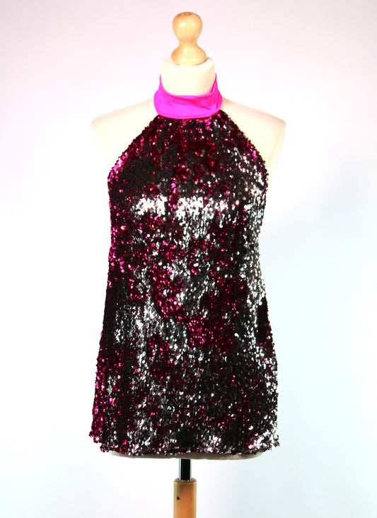 Pink Reversible Sequin Halter Top