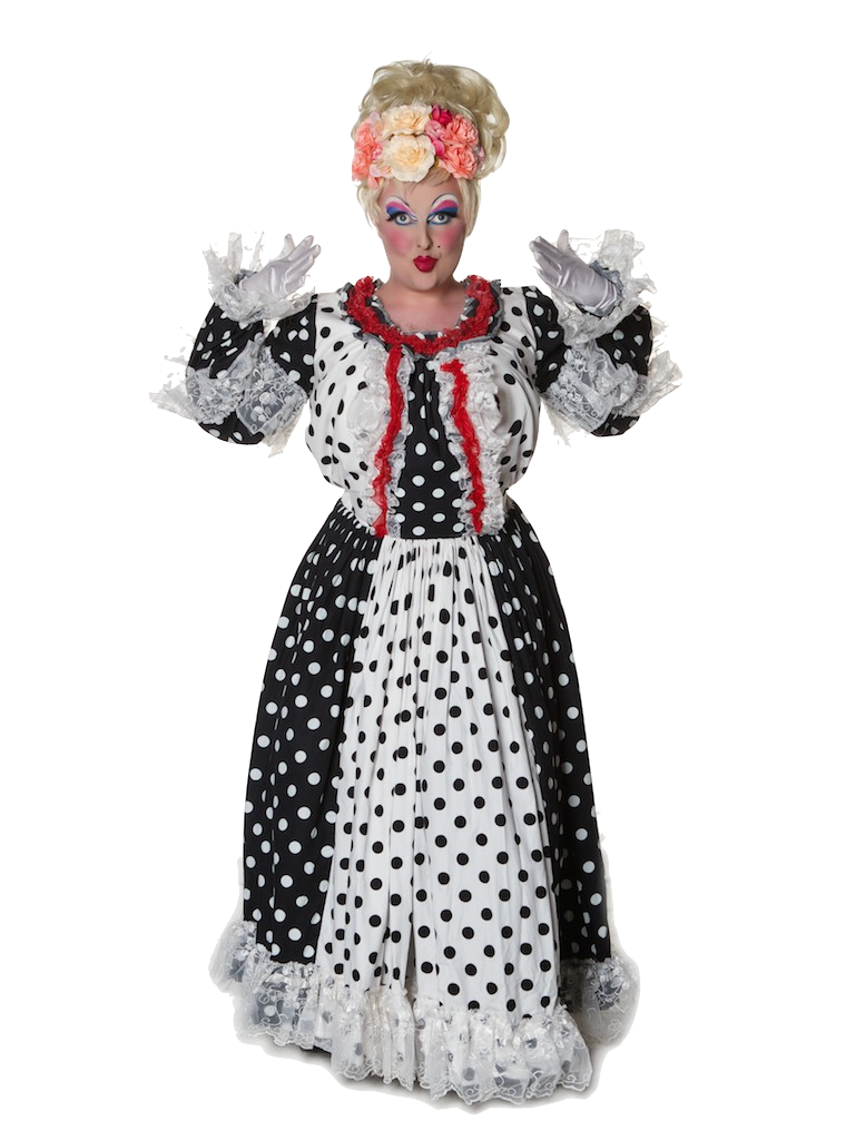 Black White Spotty Dotty Traditional Dame Deluxe