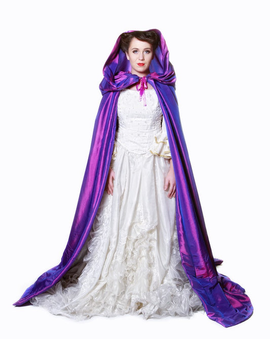 Purple Satin Hooded Cape