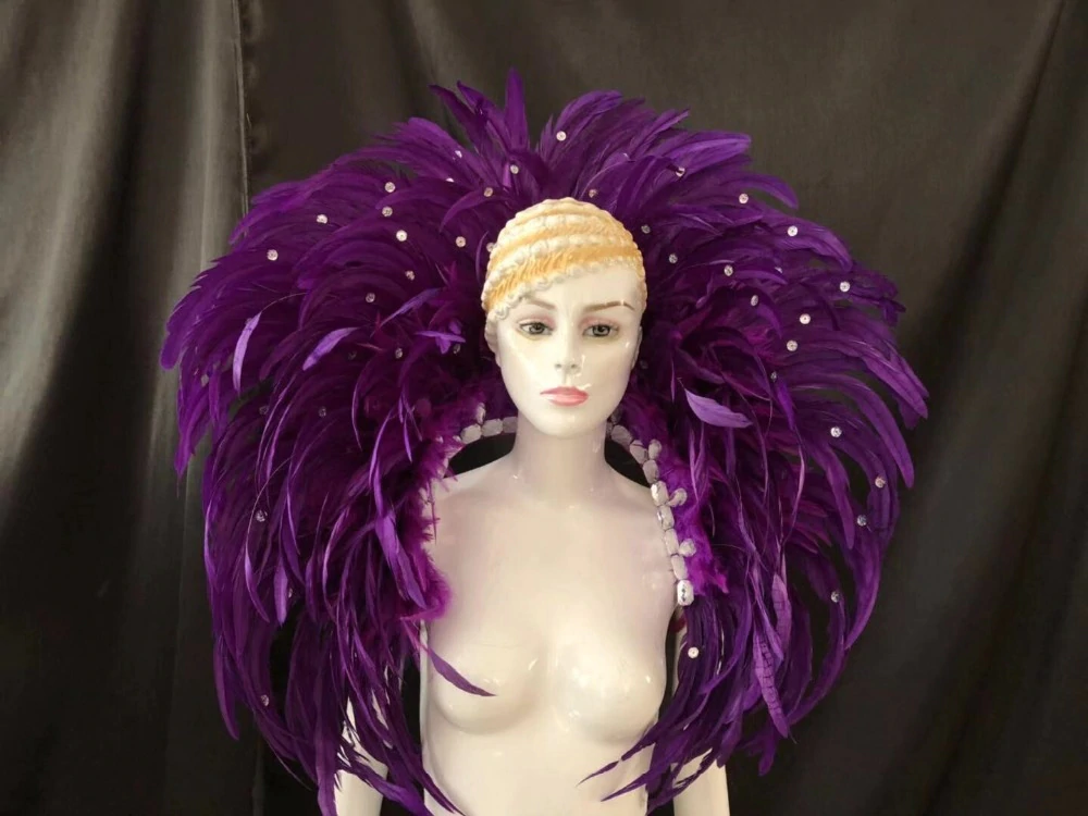 Purple Feather Diamonte Collar
