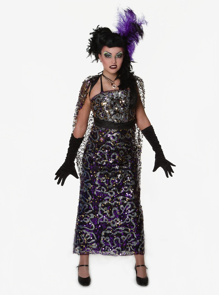 Purple Gold Wicked Queen Sequin Corset Skirt And Cape