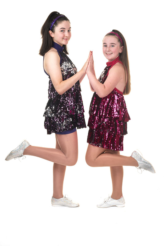 Purple Reversible Sequin Ruffle Deluxe Dress